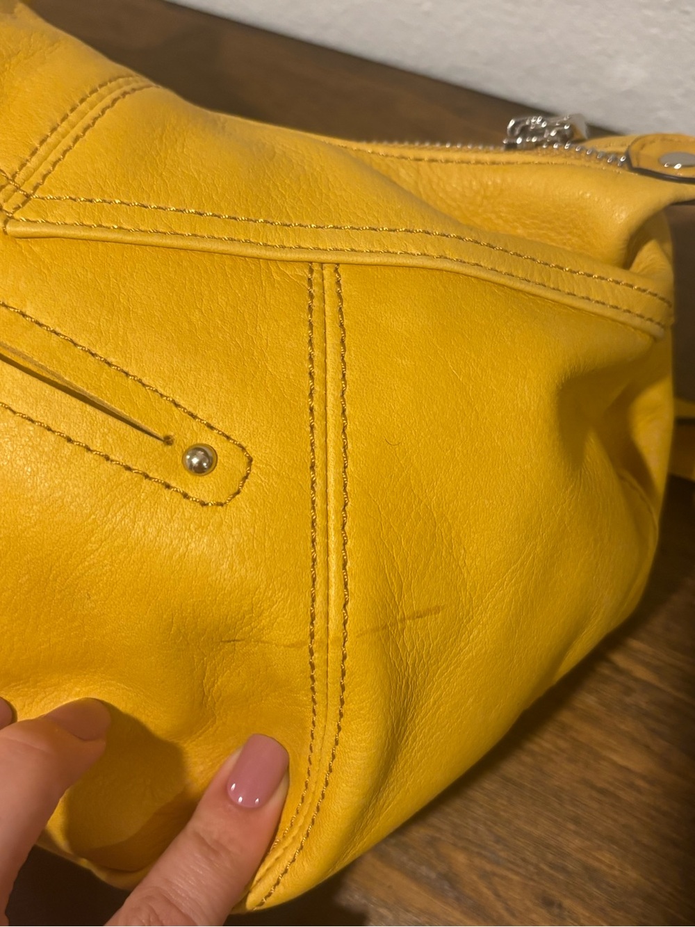 b. makowsky Yellow Leather Studded Fringe Crossbody Bag - Picture 7 of 10